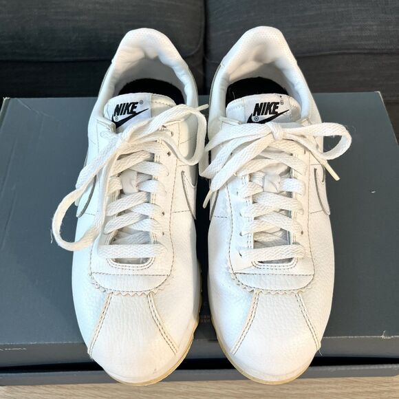 Nike Cortez Classic White Black Leather Casual Shoes 819920-110 Women's Size 7 - Picture 11 of 12